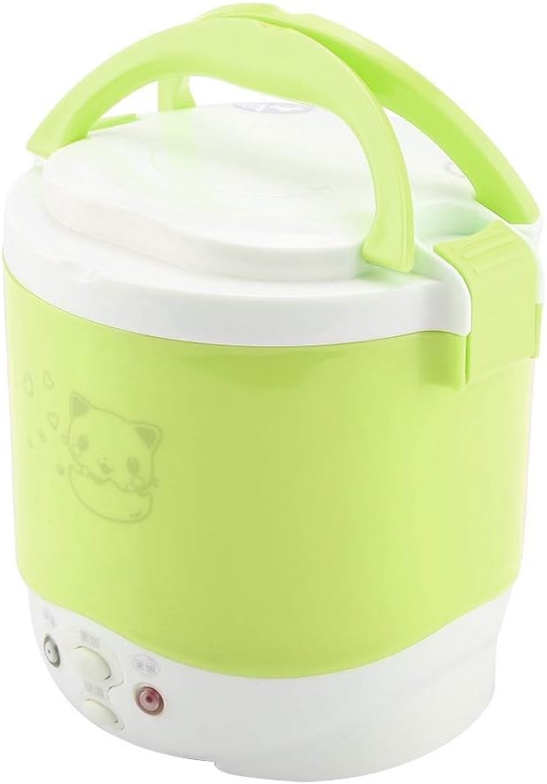 Estink Car Rice Cooker 1L Portable Rice Cooker for Car 12V 100W Electric Food Steamer Food Grade Material Double Safety Buckle Water Proof Surface and Non Stick Coating (Green)