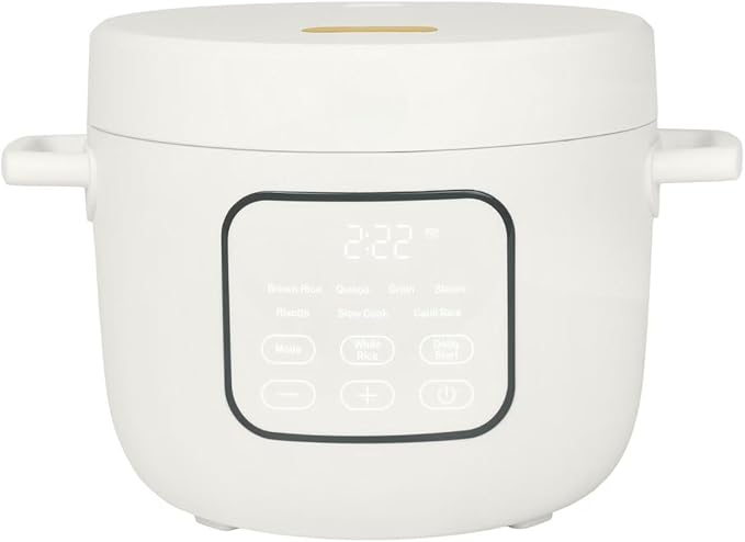 14-Cup Electric Rice &amp Grain Cooker Ceramic Nonstick 8 Presets Slow Cook Steamer Tray (White Icing)