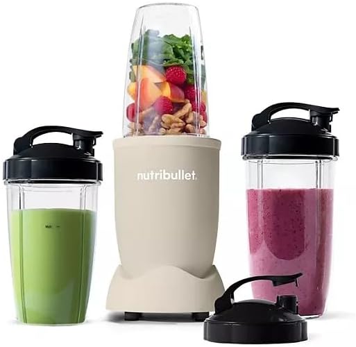 NutriBullet Pro 900W Single-Serve Blender Exclusive Bundle – Multi-Speed Easy Clean Ideal for Smoothies &amp Shakes Durable Stainless Steel Blades Includes 1x32oz Blender Cup &amp 2x24oz - Matte