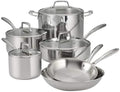 For 10 Piece Tri-Ply Clad Stainless Steel Cookware Set with Glass Lids