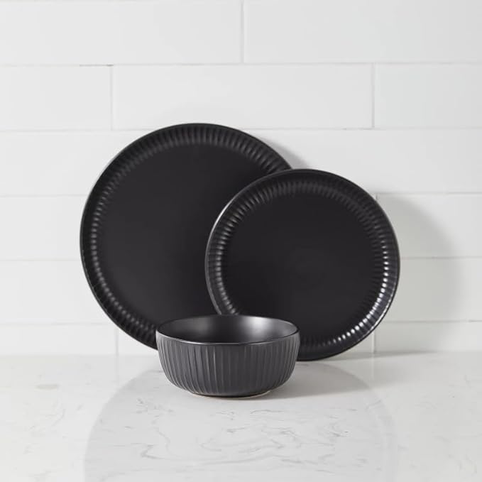 12-Piece Dinnerware Set Lunch Dinner Plate Dishes and Plates Family Cutlery Salad Plates and Bowls