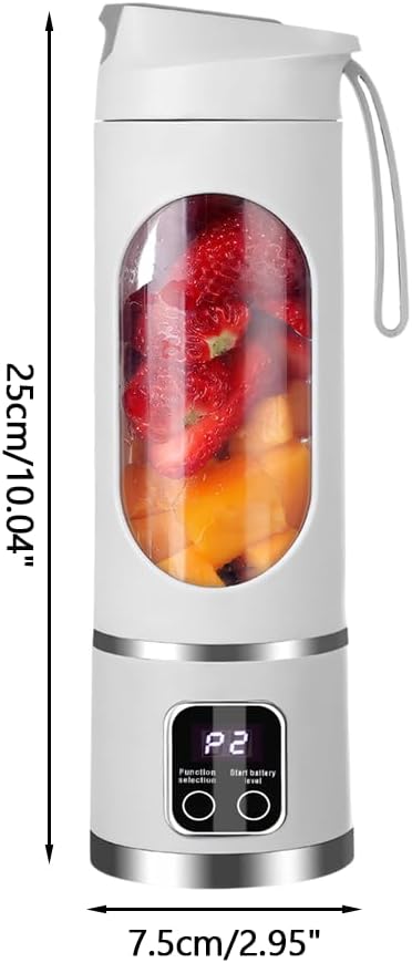 Portable Blender Cup450ml Smoothies Shakes Maker with 12 Sharp Blades &amp 1500mAh Lithium Battery for Kitchen Travel Office Sport Gym Camping