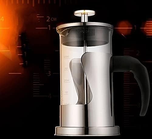 French Press Coffee/Tea Maker Single Small Espresso Press with Stainless Steel Filter High Borosilicate Carafe Durable Bamboo Handle Coffee Maker