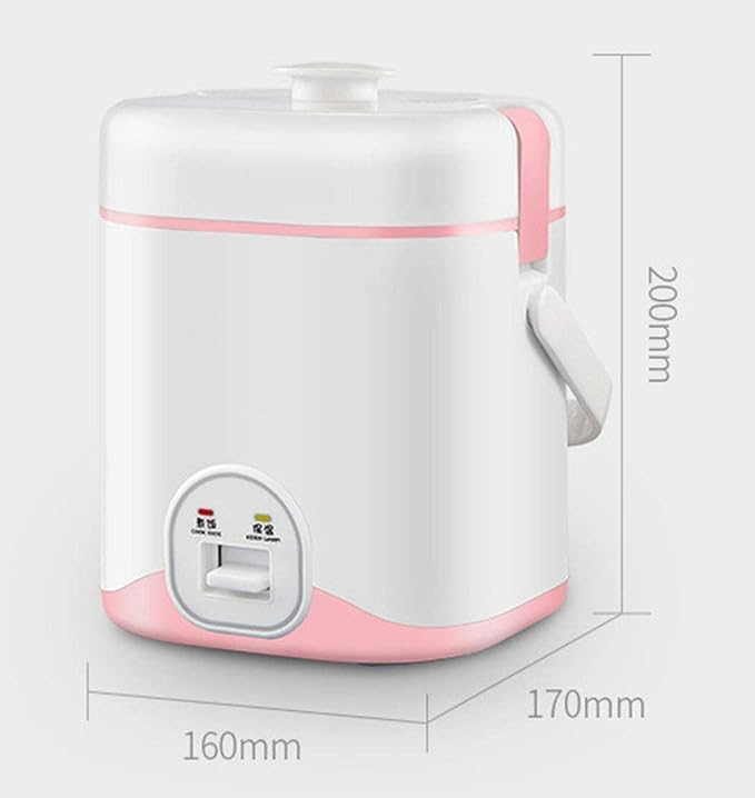 Mini Rice Cookers 200W Multi Rice Steamer1.2L Non-Stick Inner Pot One Key Automatic Cooking Easy Cleaning
