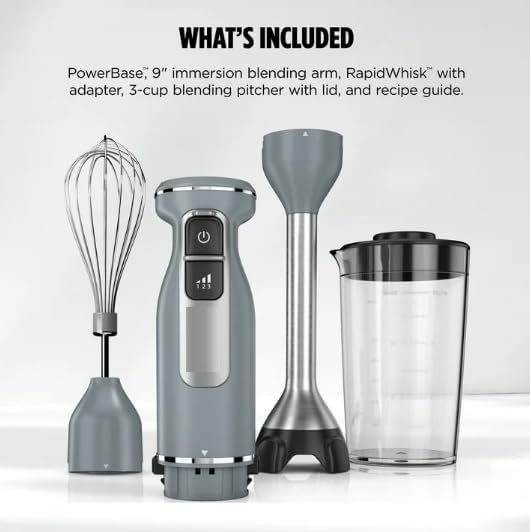 Niinja Power Duo Immersion Blender and Whisk 650 W motor 3 speeds color Gray (model CI 200)