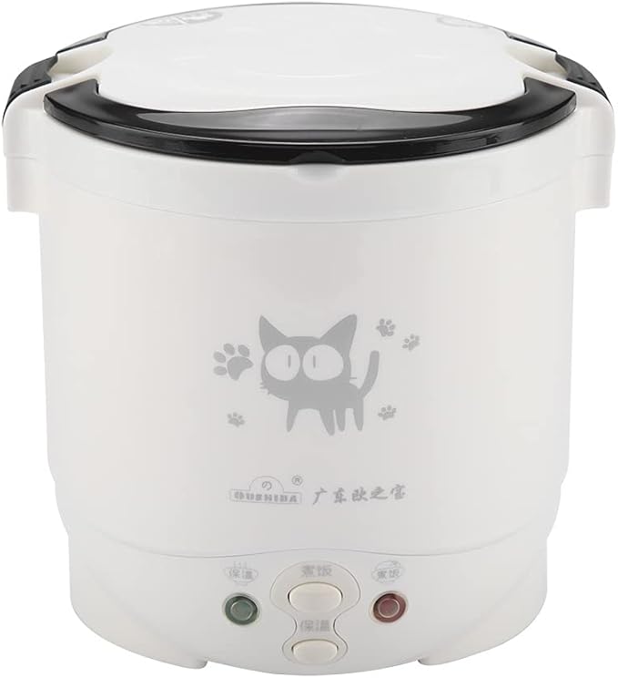 12V 100W 1L Electric Portable Rice Cooker for Car Multifunctional Food Steamer White Non-Stick Coating