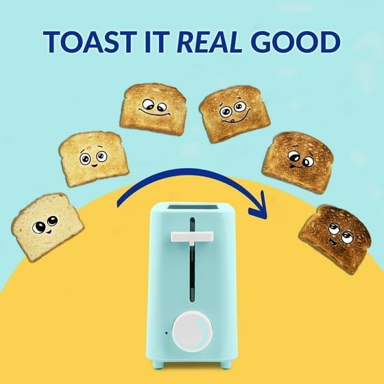 MyMini Single Toaster Aqua extra-wide slot for toasting thick slices of bread English muffins and bagels