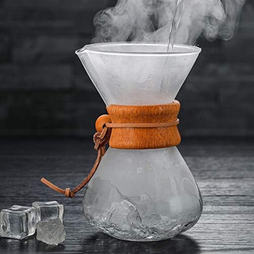Pissente Pour Over Coffee Maker High Temperature Glass Manual Coffee Dripper Brewer Coffee Drip Brewing Pot with Stainless Steel Filter for Home Café Restaurant Camping (400ml)