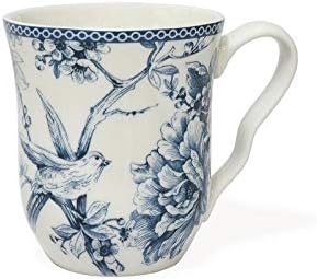 Misc Blue 16-Piece Dinnerware Set Service for 4 White Floral Porcelain 16 Piece Dishwasher Safe Microwave
