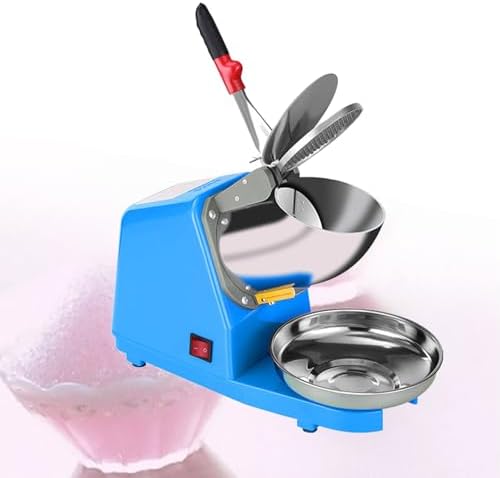 Electric ice Crusher with Stainless Steel Double Blades for ice Cream ice Cream Cocktails and Cold Drinks (Blue)