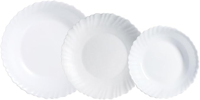 Luminarc Feston Opal 18 Piece Dinner Set for 6 People Microwave Safe Fridge Stackable