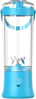 Portable Electric Juicer Blender Stainless Steel Blade 500ml Capacity USB Rechargeable Personal Size Smoothie Maker with Carry Handle (blue)
