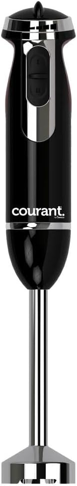 Courant Immersion Hand Blender with Variable Speed Stainless Steel Blades for Smoothies Purees and Soups Easy-Grip Control (Black)