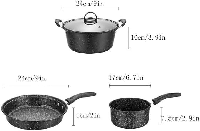 Easy to clean Medical Stone Coated Non Stick Cookware Set Three Piece Kitchen Pot Kitchen