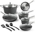 For 14-Piece Aluminum Hard Anodized Heavy Duty 4-Layer Ultra Release Nonstick Cookware Set