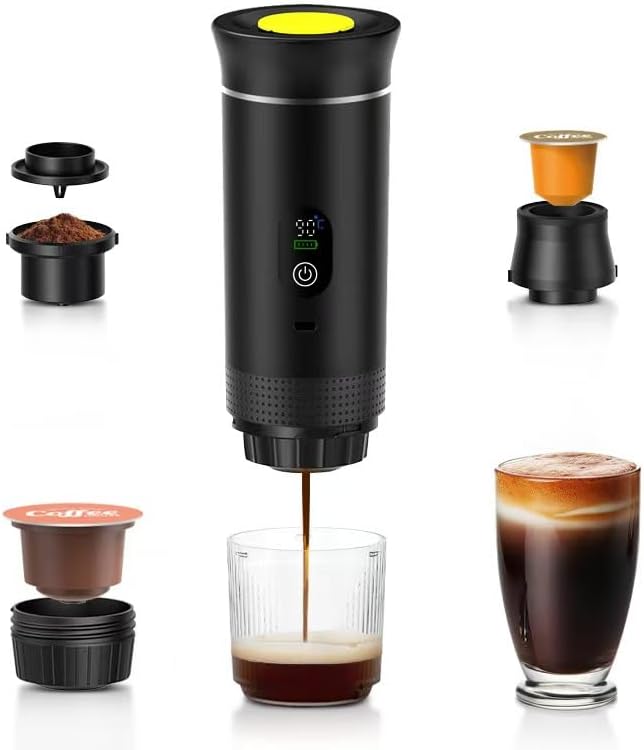 Portable Coffee Maker 3-in-1 Espresso Machine for Travel 20 bar Mini Coffee Maker Compatible with Ground Coffee &amp Capsule for Car RV Hiking Camping Office Travel Espresso Maker