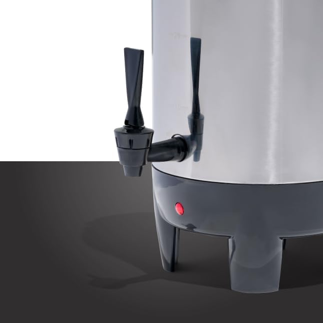 30 Cup Coffee Urn - Quick-Brewing Stainless Steel Double-Faucet - Perfect For Espresso Hot Water Tea Hot Chocolate - Stainless Steel