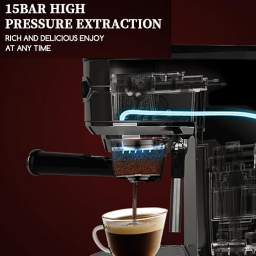 Espresso Coffee Machine 15 Bar with Milk Frother 92°C Constant Temperature Extraction 1L Removable Water Tank