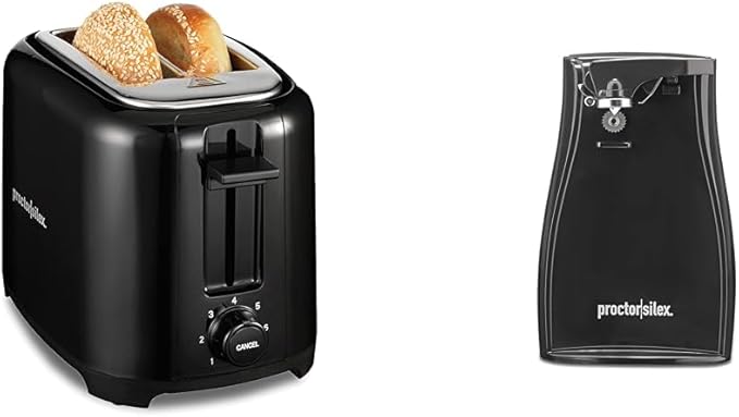 Proctor Silex 2-Slice Toaster with Extra Wide Slots for Bagels Cool-Touch Walls Shade Selector Toast Boost Auto Shut-off and Cancel Button Black (22305) | Proctor Silex Power Electric Automatic C