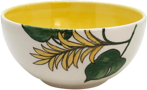 ARTESA ORGANICS BRIGHT NATURE AMARILLO Ceramic Dinnerware Set Yellow Butterfly Pattern with Tropical Leaves Handmade &amp Hand-Painted 4-Piece Collection Microwave Safe