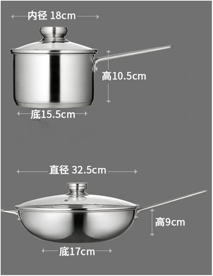 Cookware Cookware set stainless steel household frying pan soup pot set tool steamer frying pan glass lid kitchen utensils