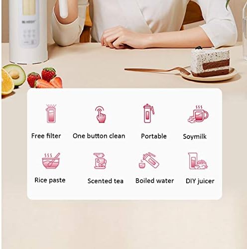 Soymilk Machine Soy Milk Maker Automatic Portable Electric Heating SOYA-Bean Milk Stir Rice Paste Maker Filter-Free 350ml(Gray)