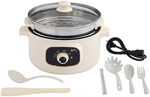 Rice Cooker - Rice Cooker with Steamer Basket 110V Electric Skillet Multi-Functional Rice Cooker Food Steamer Nonstick Personal Hot Pot with Lid Home Steam Simmer Stir Fry Griddle
