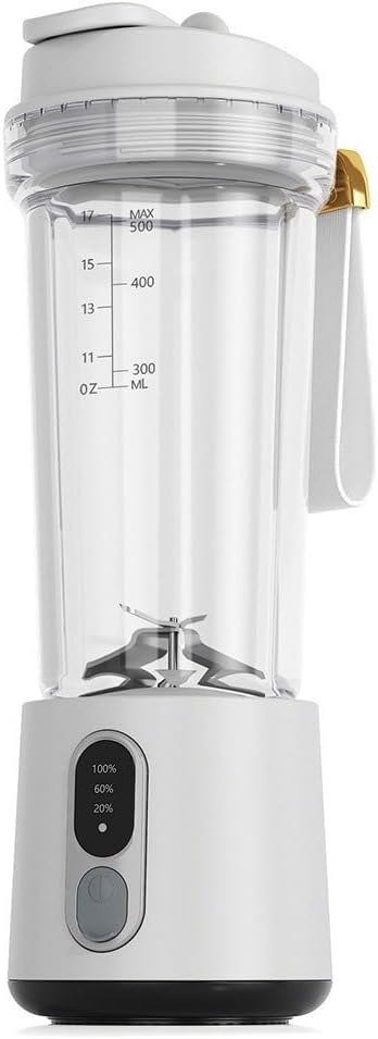 Portable Smoothie Blender Powerful Stainless Steel Motor Multiple Speed Automatic Cleaning For Smoothies Soups Sauces 3.5x3.5x11.2 Inches Black White Red Green Gray(5 to 5A White)