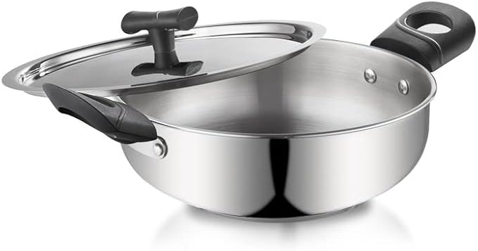 by Sylver Sandwich-Bottom Triply Stainless Steel 2 Pcs Cookware Set - Kadhai with Lid (22 cm 2 LTR) Fry Pan with Lid (22 cm 1.5 LTR) (Induction Friendly)