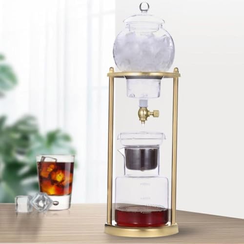 Cold Brew Drip Tower Ice Coffee Cold Brew Maker Cold Brew Drip Tower Stainless Steel Stand DIY Ice Coffee Brew Tower Detachable Glass Cold Brew Maker Coffee Lover Gift