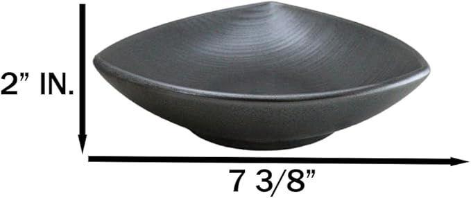 Ebros Gift Iron Black Clay Underglaze Technique Tetsu Kesho Porcelain Dinnerware Kitchen Set Asian Japanese Restaurant Supply (Pack of 5 Appetizer Salad Triangular Deep Serving Plates)