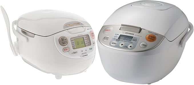 Zojirushi NS-ZCC10 Neuro Fuzzy Cooker 5.5-Cup uncooked rice / 1L White &amp NL-AAC10 Micom Rice Cooker (Uncooked) and Warmer 5.5 Cups/1.0-Liter 1.0 LBeige