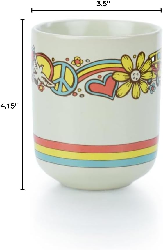 Everything Kitchens Modern Flat 16-Piece Dinnerware Set | Peace &amp Love (15oz Mugs (Set of 4))