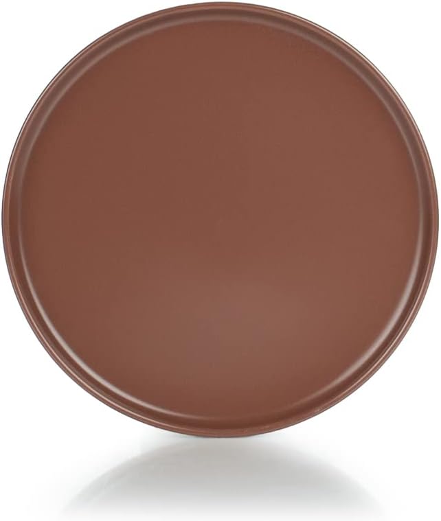 Everything Kitchens Modern Flat Dinnerware Collection (Brown Terracotta &amp Soft Pink 12-Piece Lunch Plate Set)