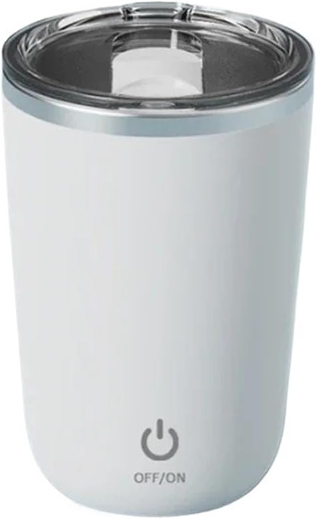 Rechargeable Automatic Coffee Stirring Mug - Electric Stainless Steel Lazy Rotating Milk Mixing Cup(White)