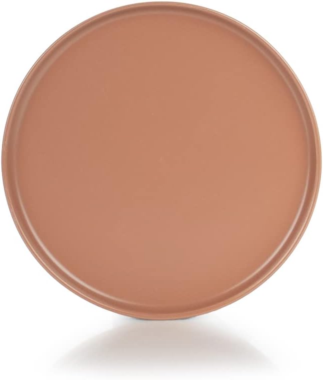 Everything Kitchens Modern Flat Dinnerware Collection (Dusty Blue &amp Terracotta 8-Piece Lunch Plate Set)