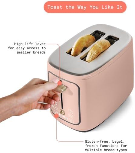 New beautifull 2-Sliice Digital Toaster with Touch-Activated Display Adjustable Browning Control Auto Shut-Off by D'rew Barry'more (Rose)