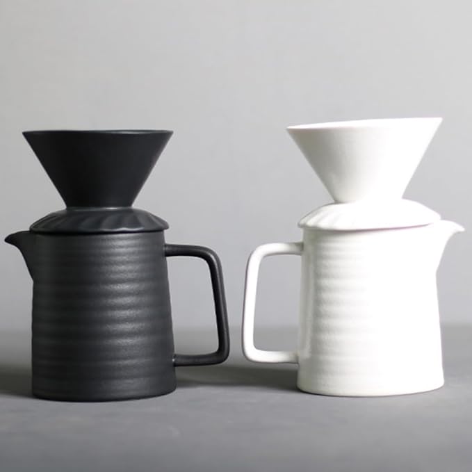 Handmade Black Pour Over Coffee Maker Set Ceramic Coffee Dripper Brewer Heat Resistant Coffee Pot Decanter ACM03W