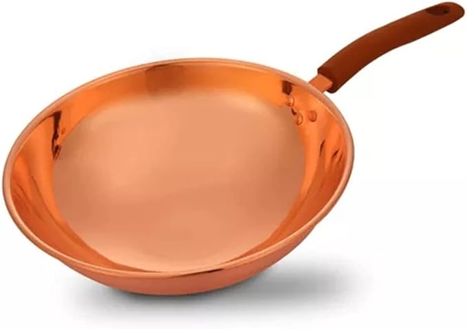 Copper Wok Uncoated Handmade Pure Copper Cooking Household Pot Old Style Rice Cooker Induction Cooker Gas Stove Copper Pot (Color : A Size : 33cm) (A 33cm)