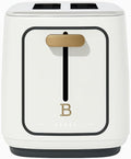 Bayfalcon 2 Slice Toaster with Touch-Activated Display White Icing Finish Wide Slots Bagel &amp Reheat Settings Adjustable Browning Removable Crumb Tray