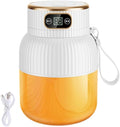 Portable BlenderJuicer Cup with Digital Display600ML Capacity Juices Making CupUSB RechargeablePersonal Size Blender for Shakes and Smoothiesfor Travel&ampGym (White(single cup with two lids))