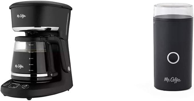 Mr. Coffee 12-Cup Programmable Coffee Maker + Mr. Coffee 14-Cup Coffee Grinder Black