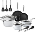 Granitestone 15 Piece Pots and Pans Set Nonstick Cookware Set Pot and Pan Set Kitchen Cookware Sets Induction Cookware Set Frying Pan Set Pot Set Induction Cookware Dishwasher Safe Cream White
