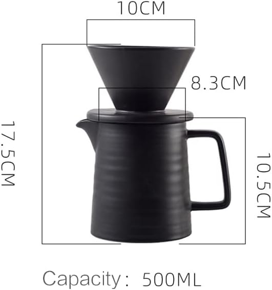 Coffee Press Ceramic Dripper 1-2 Cups Drip Filter Pot Pour Over Coffee Maker with Separate Stand for Filte 500ml Pots (White Filter Set)