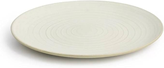 12 Piece Earthenware Dinnerware Set – Reactive Glaze Plates and Bowls with Raw Textured Base Round Ceramic Design Microwave &amp Dishwasher Safe Service for 4 (Matte White)