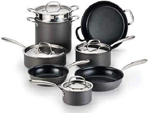 For Lagostina Nera Hard Anodized Nonstick 12-Pc Cookware Set-Hammered Stainless Lids