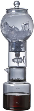 NA Ice Drip Coffee Maker 600ml Iced Coffee Maker Glass Cold Brew Maker with Filter for Home Office Bar Cafe (grey)