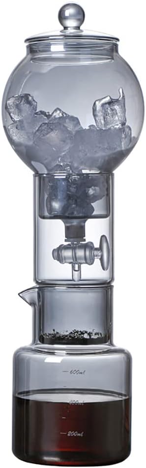 NA Ice Drip Coffee Maker 600ml Iced Coffee Maker Glass Cold Brew Maker with Filter for Home Office Bar Cafe (grey)