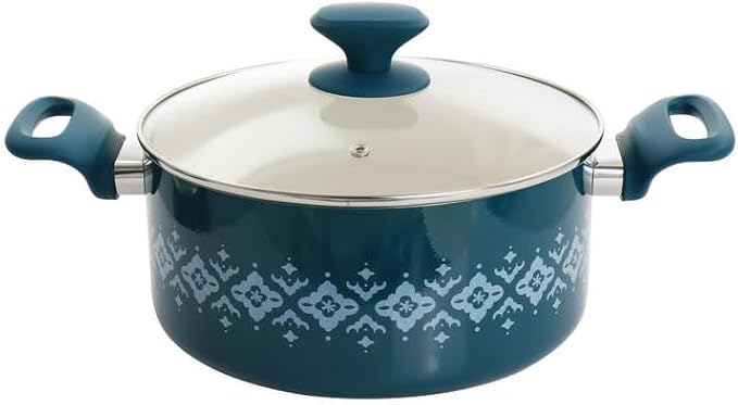 7 Piece Ceramic Nonstick Cookware Set – Healthy Aluminum Pots and Pans with Glass Lids Cool Touch Handles &amp Nylon Utensils – Oven Safe Nonstick Cooking Set for All Stovetops (Teal)