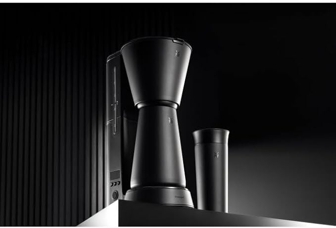 WMF Küchenminis Aroma Filter Coffee Maker with Insulated Jug 870 W Insulated Takeaway Cup Small Coffee Takeaway Timer Matte Black Stainless Steel